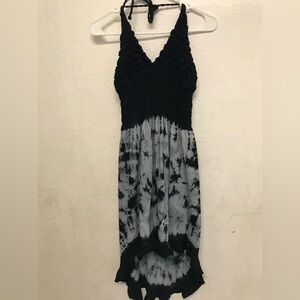 #10 Chic Black and White Tie-Dye Halter Dress